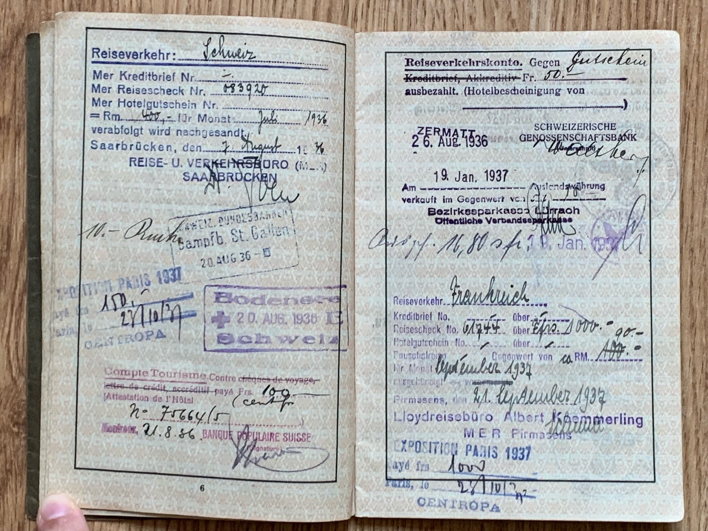 Passport / Reisepass - Medical doctor, Paris Exposition visit