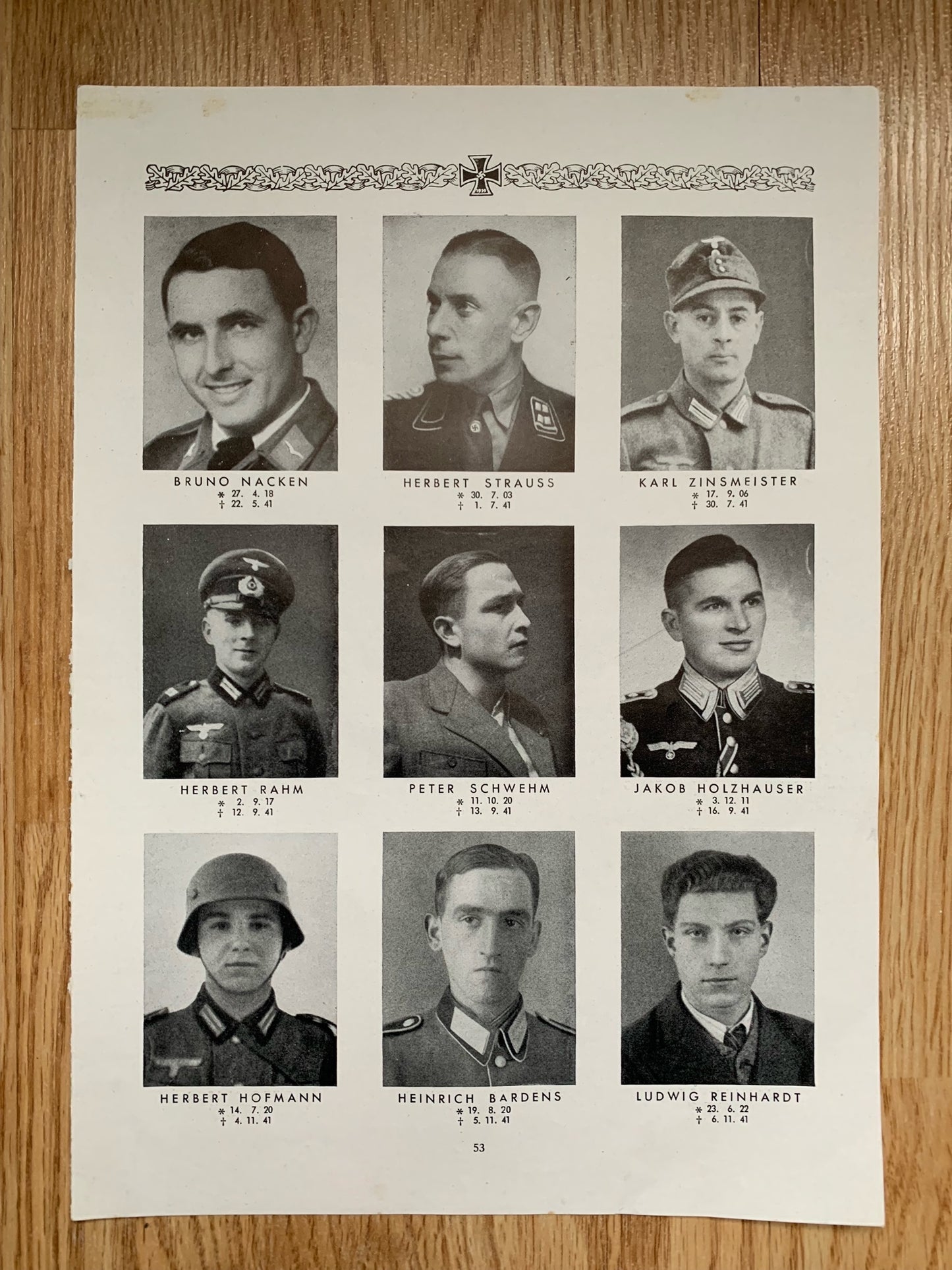 4 sheets of KIA Wehrmacht troops 1941 - Wilhelmshaven residents