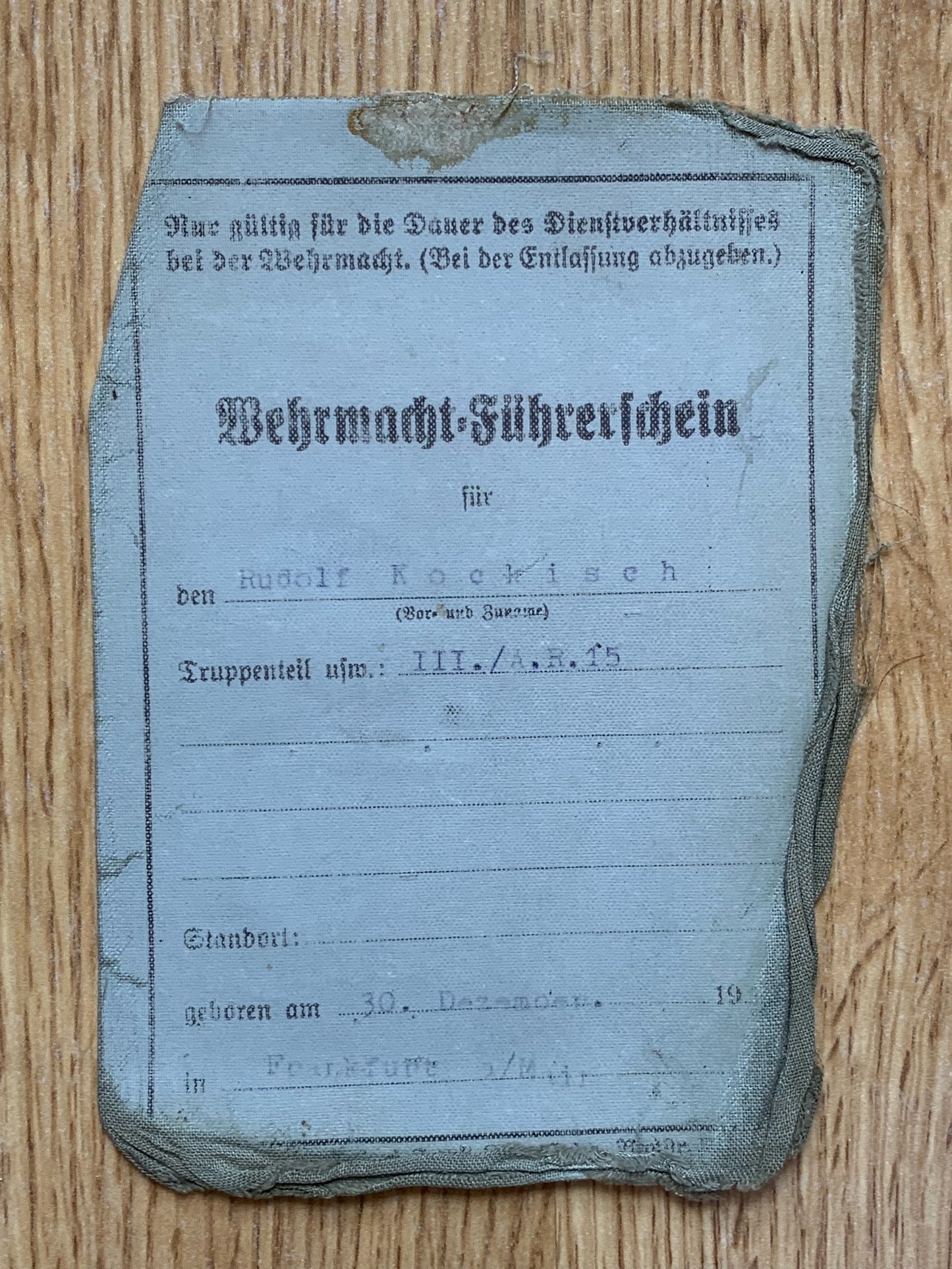 Artillery Officer Soldbuch and Iron Cross grouping
