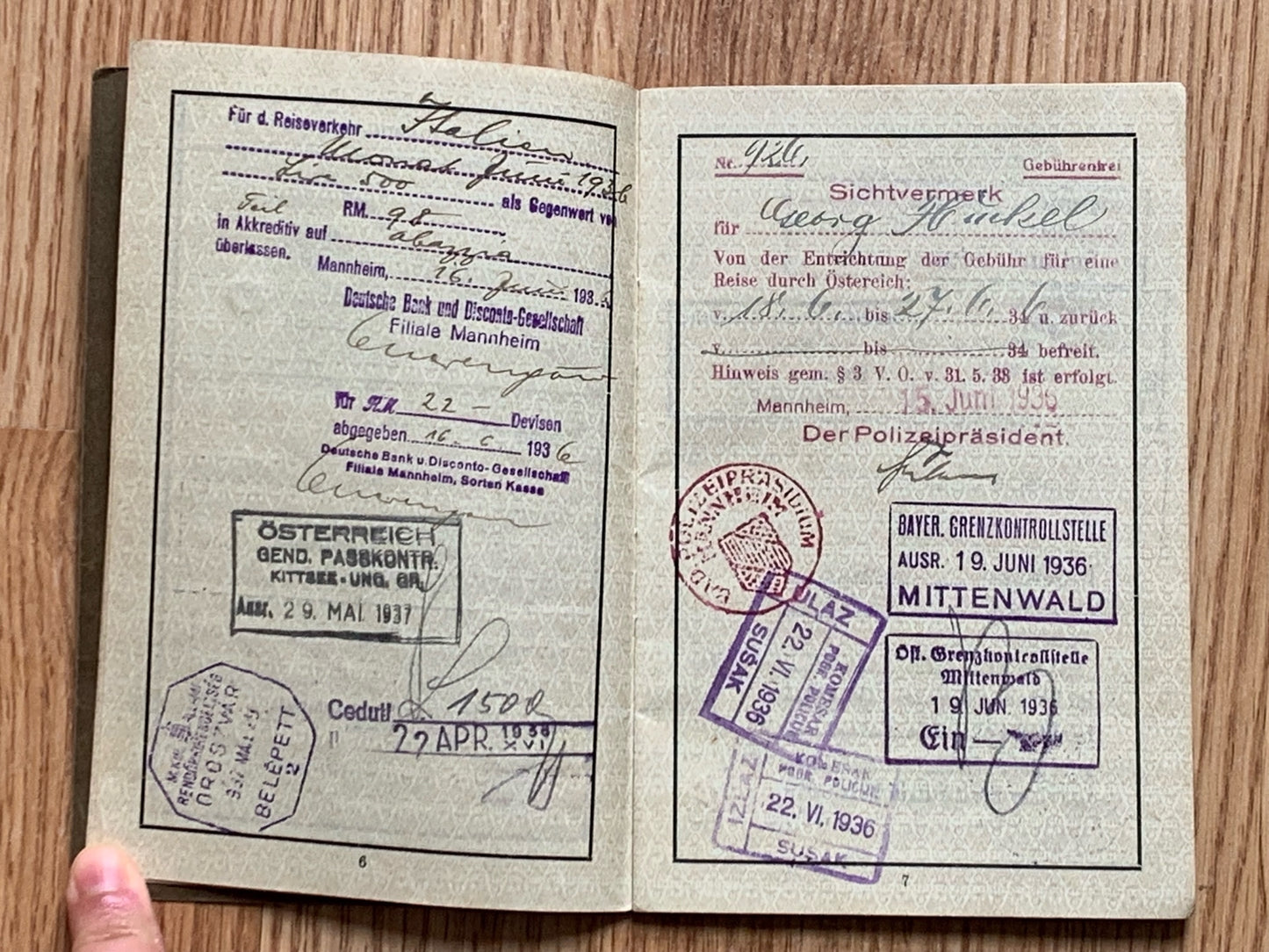 Passport / Reisepass - 1936 Mannheim merchant
