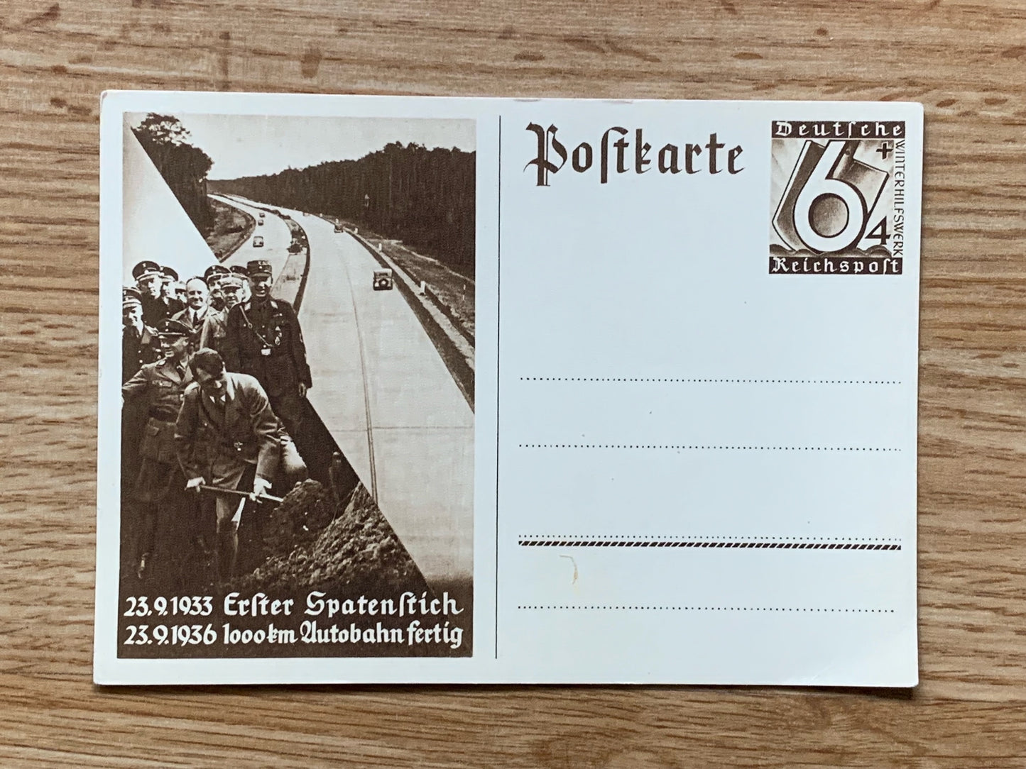 1936 German postcard - 1000km of highway completed