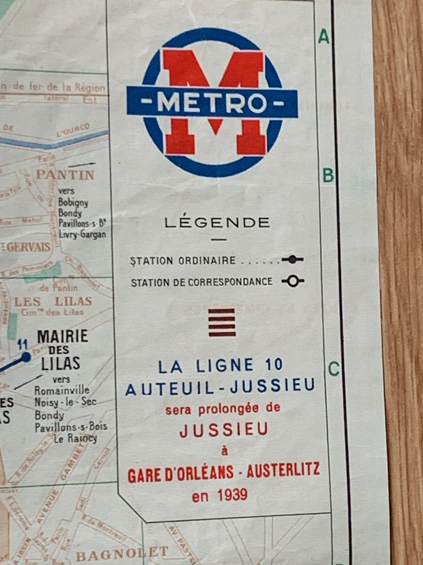 Map of the Paris metro - 1939