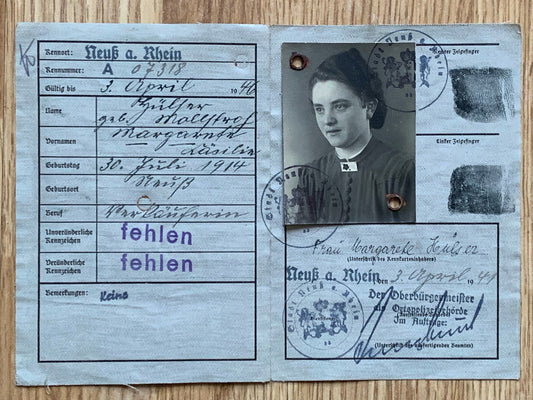 Kennkarte - 1941, Düsseldorf area resident