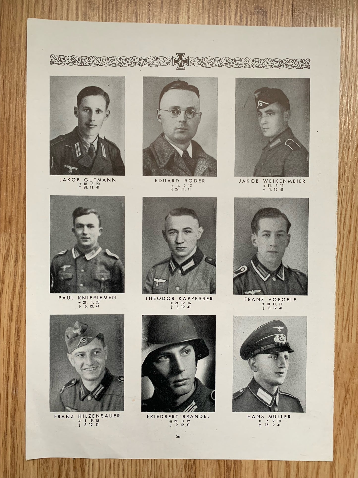 4 sheets of KIA Wehrmacht troops 1941 - Wilhelmshaven residents