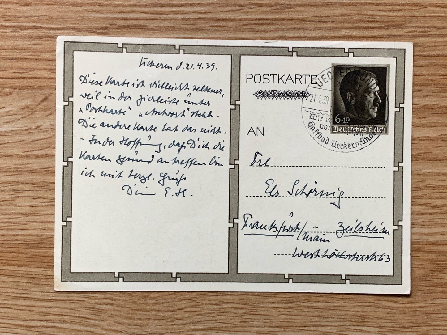 Hitler portrait photo 1939 postcard