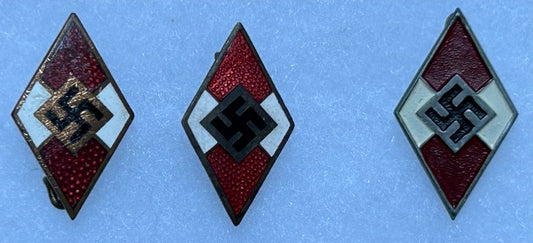 3 Hitler Jugend membership badges