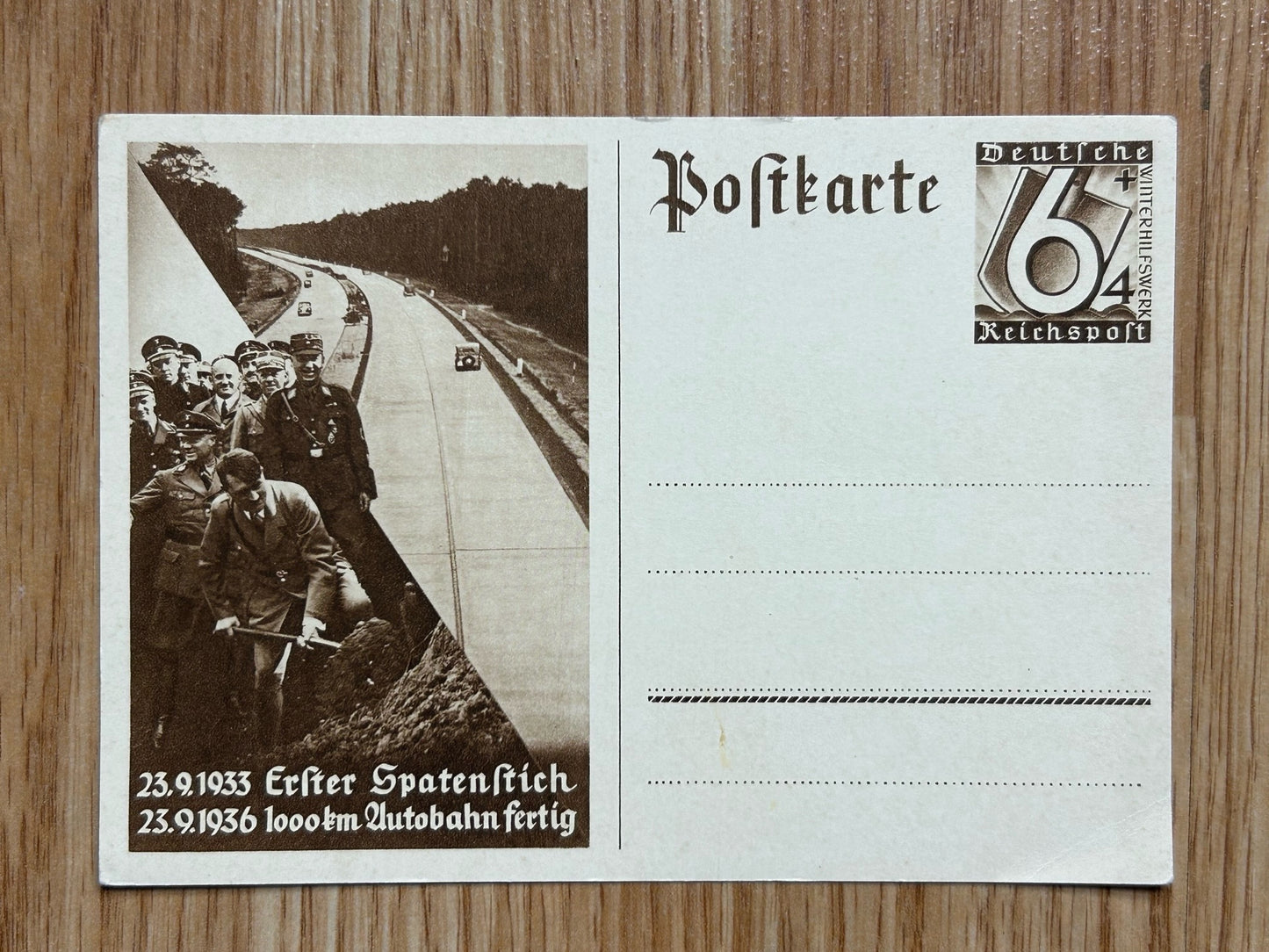 1936 German postcard - 1000km of Autobahn completed