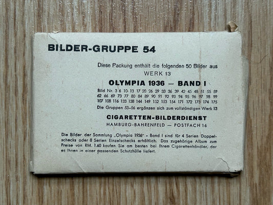 Package of German cigarette cards - Olympia 1936, gruppe 54