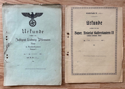 Two Third Reich notary documents - Kaiserslautern notary