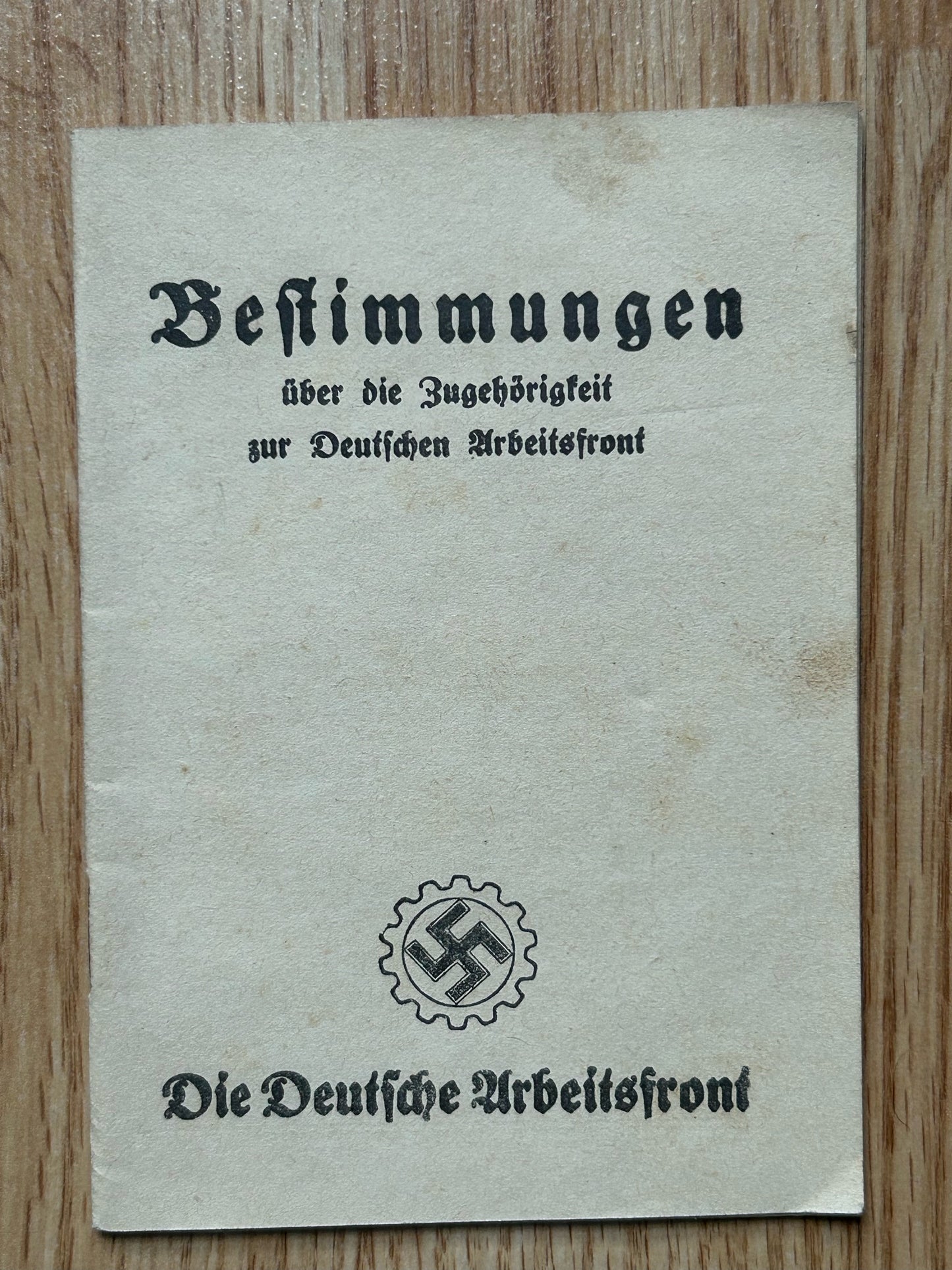Regulations booklet - Deutsche Arbeitsfront / DAF