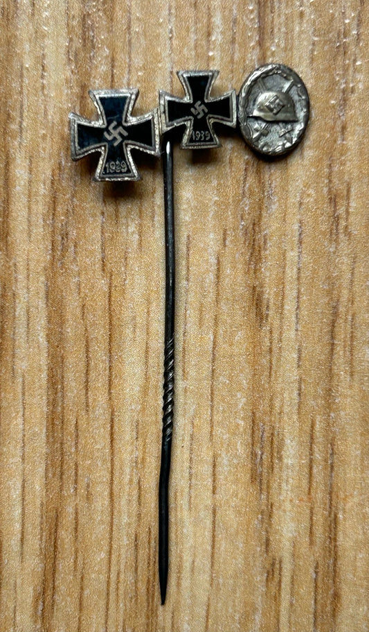 WW2 Iron Cross 1st and 2 class with Wound badge lapel pin