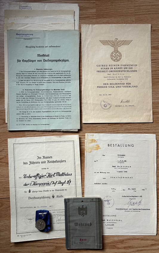 Wehrpass and medal grouping - Sergeant, KIA Battle of Moscow 41