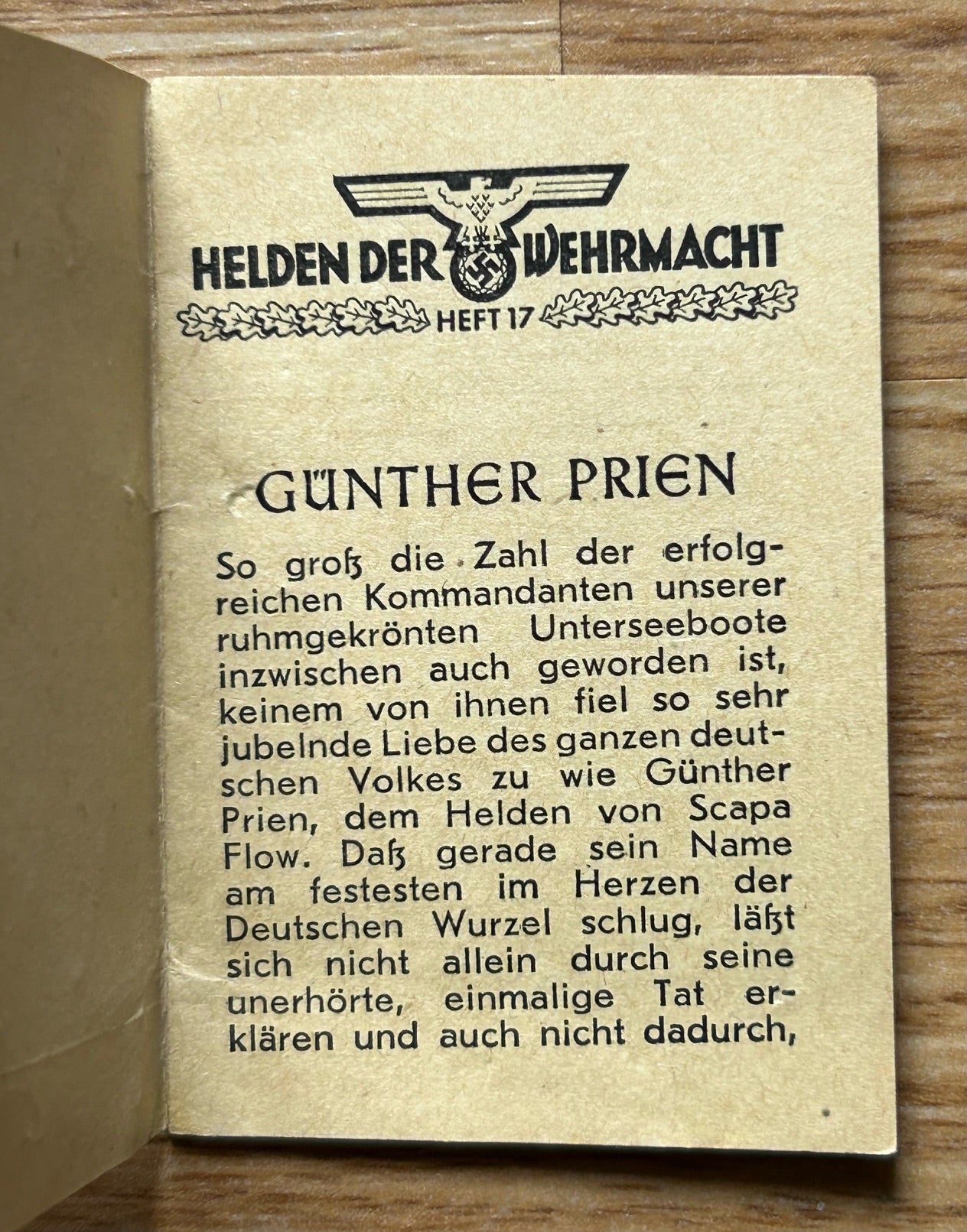 WHW donation booklet - submarine captain Günther Prien