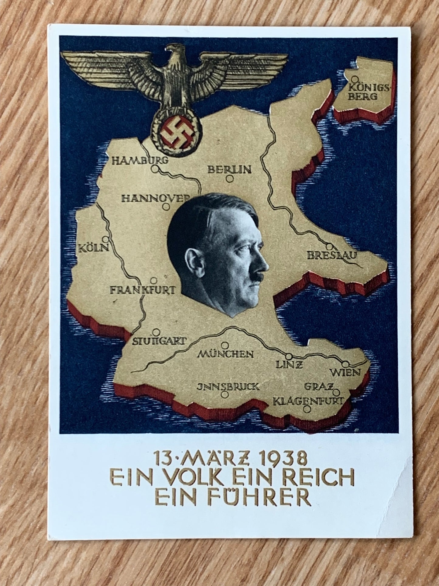 Anschluss commemoration postcard - 1939 event stamps