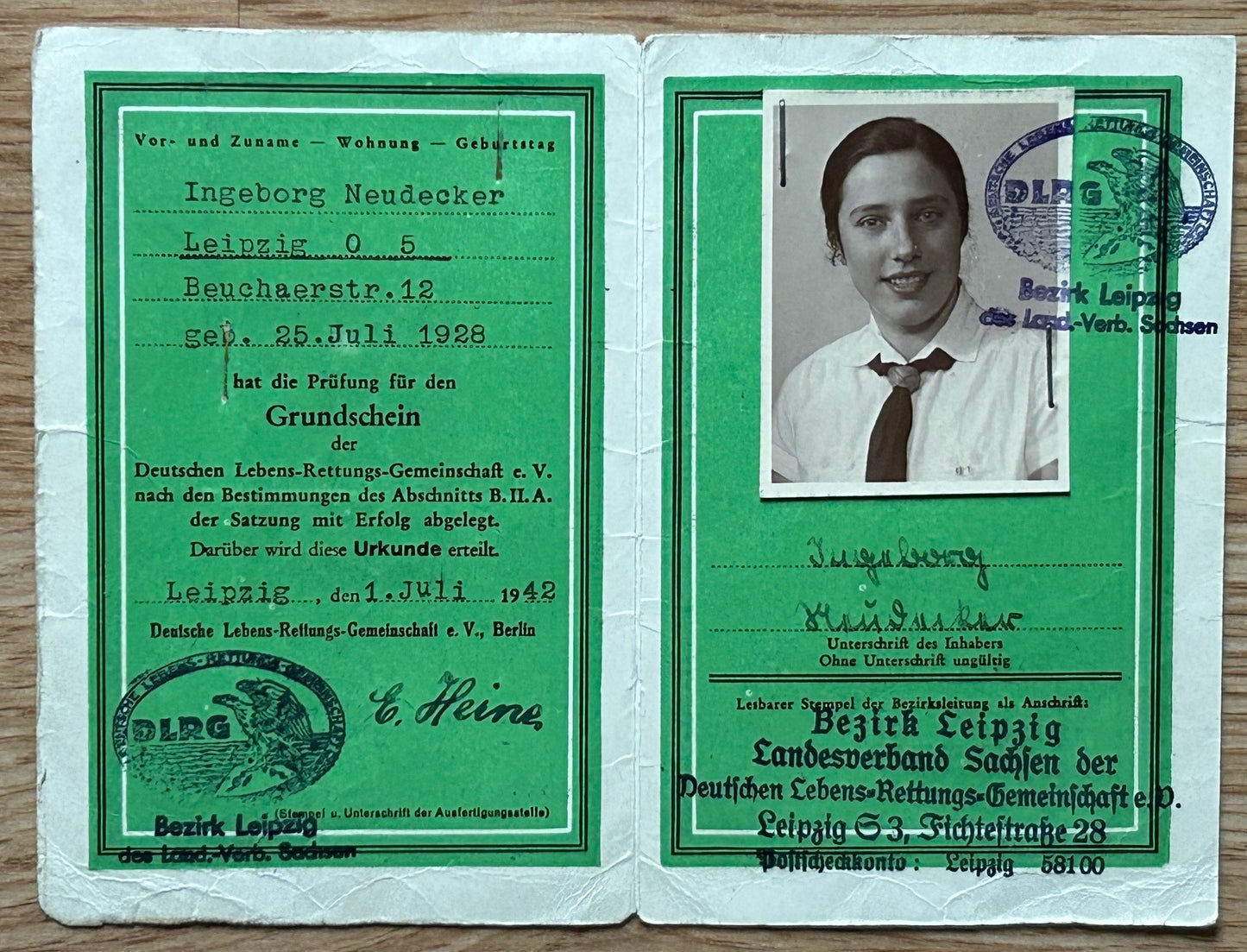 DLRG ID card - 1942