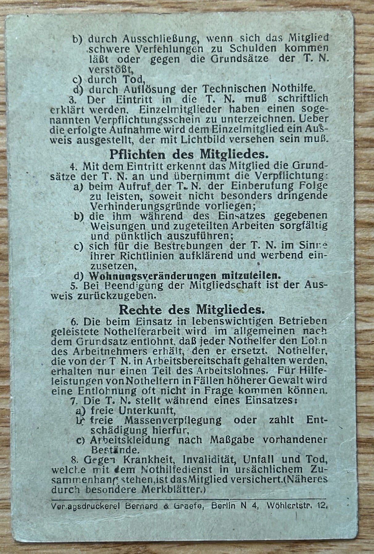 Weimar period German TeNo ID card