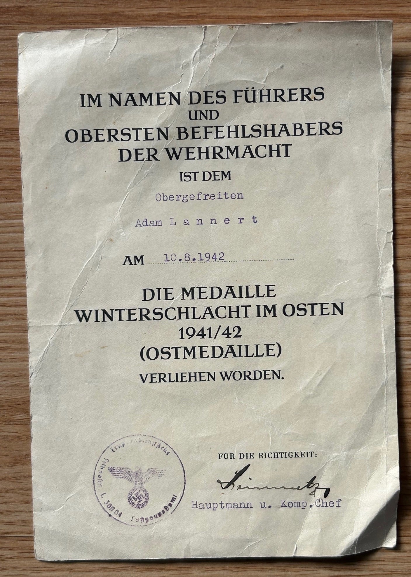 Eastern Front campaign medal grouping - Luftwaffe soldier