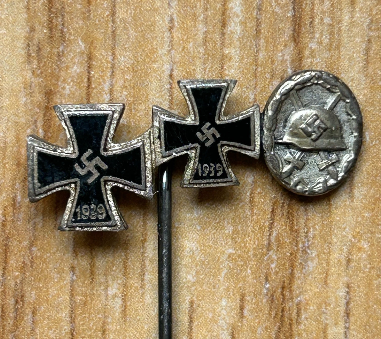 WW2 Iron Cross 1st and 2 class with Wound badge lapel pin