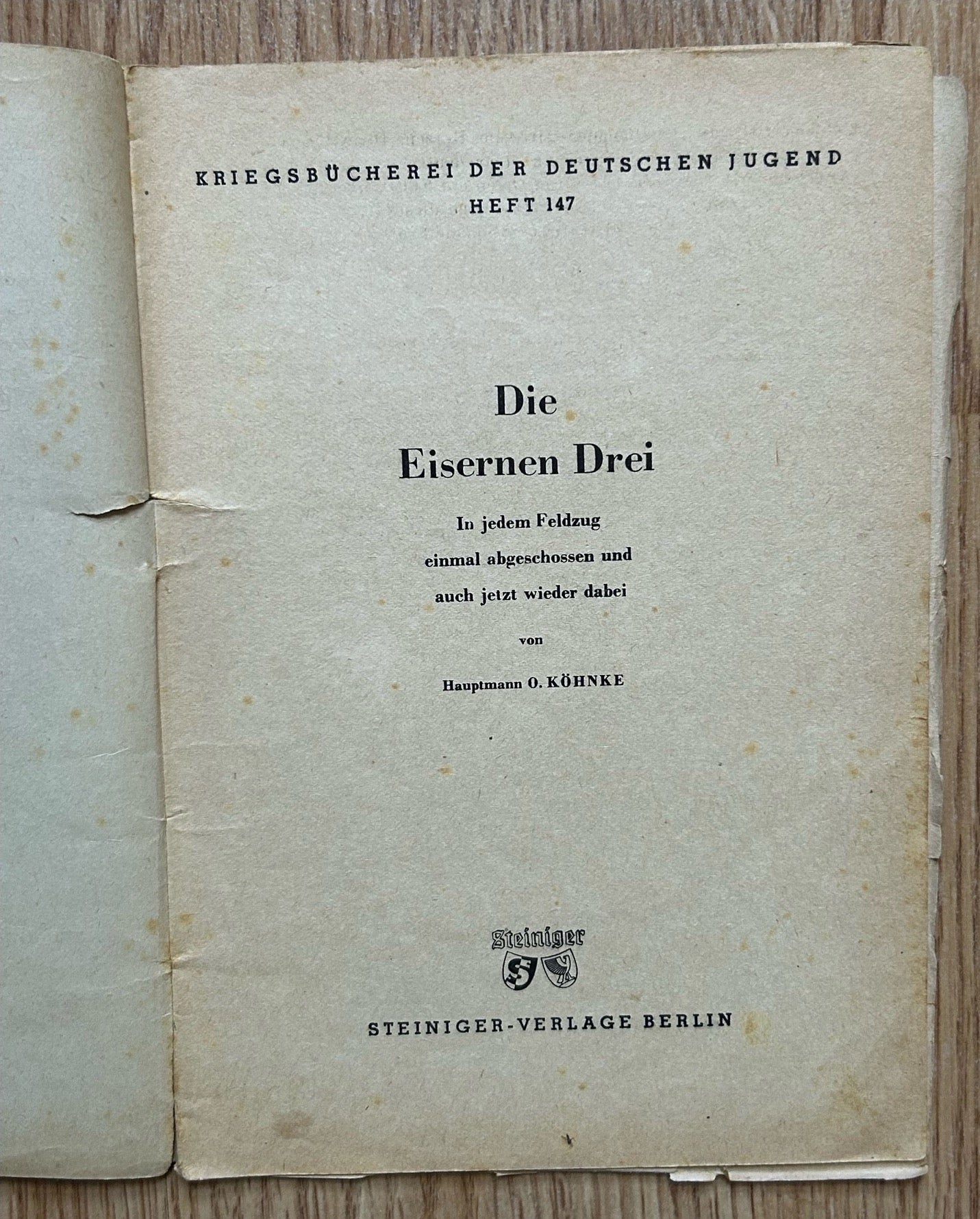 Third Reich German youth book - Die Eisernen Drei