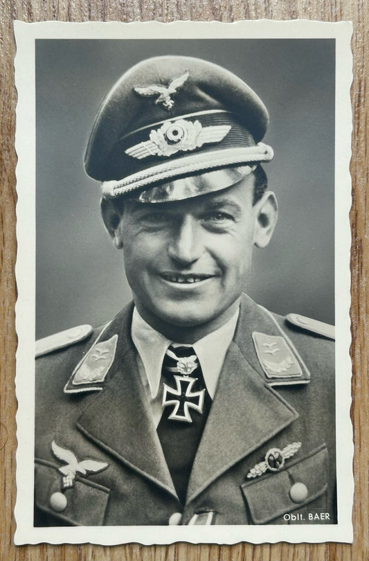 Photo postcard - Luftwaffe fighter Ace Baer