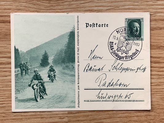 NSKK motorcyclists photo postcard - Reichsparteitag 1937