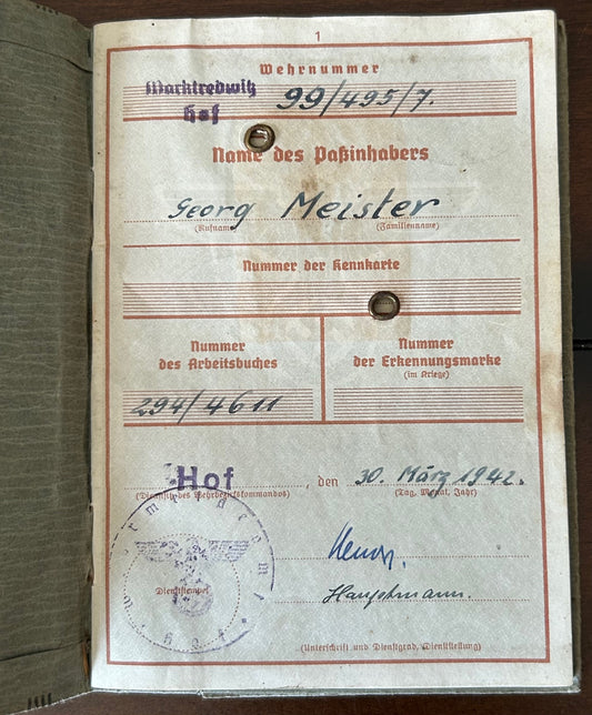 Wehrpass - Luftwaffe soldier, logistics unit, France / Paris 1942
