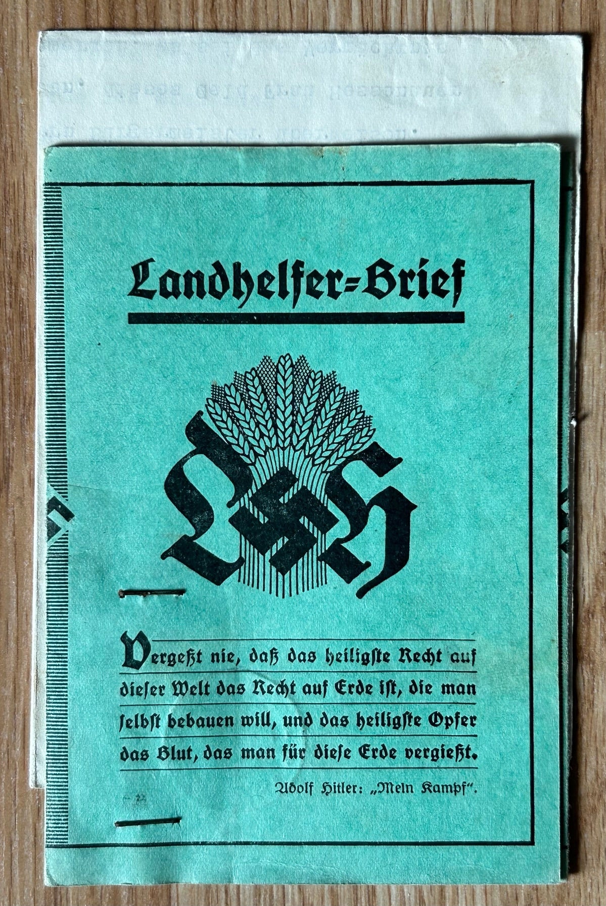 Landhelfer Brief - Land service ID card with condolence letter