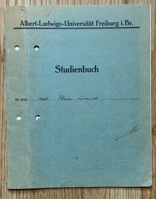 Studienbuch - medical student, Freiburg university 1937