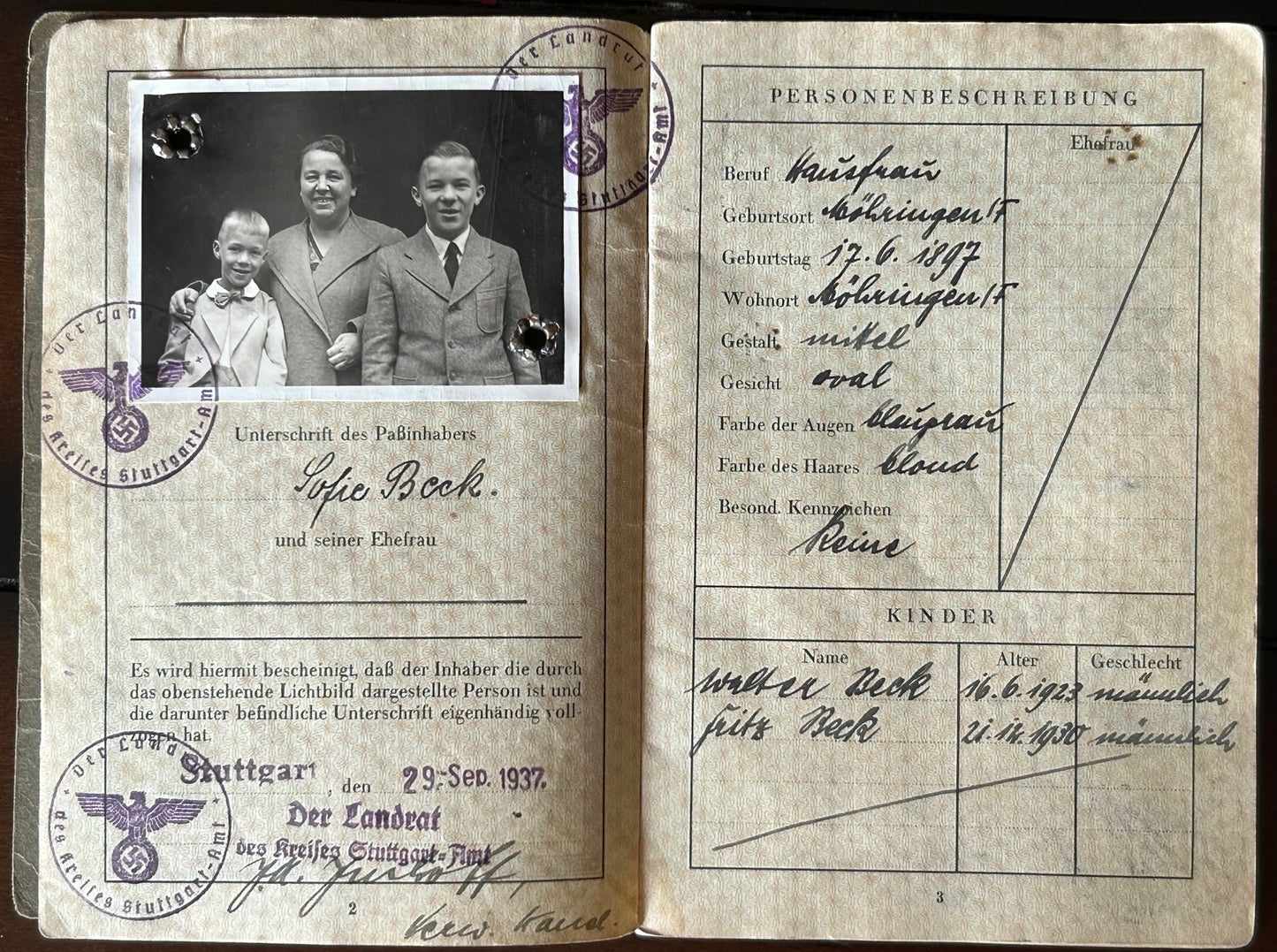 Passport - Mother and 2 children, many entries
