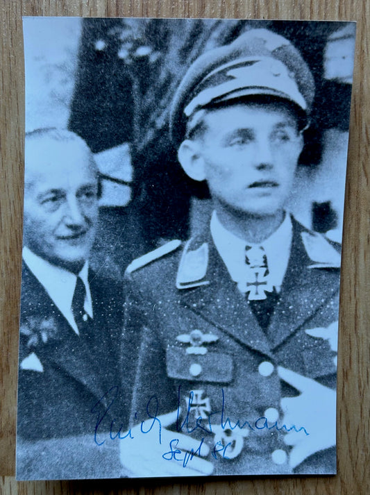 Post-WW2 autographed photo - Erich Hartmann Luftwaffe ace