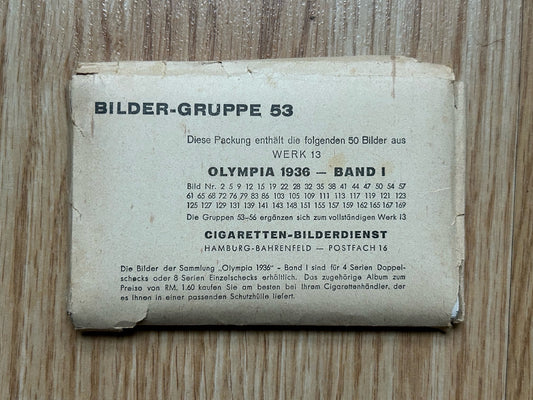 Package of German cigarette cards - Olympia 1936, gruppe 53