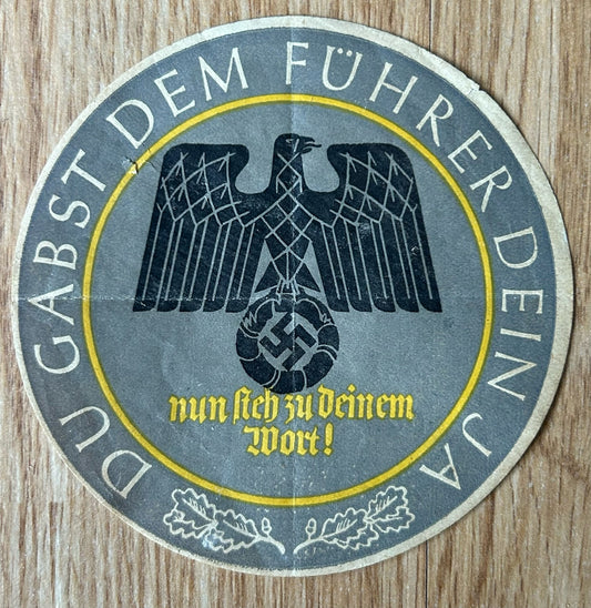 WHW / NSDAP propaganda door sticker