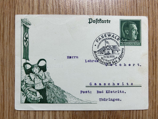 1938 dated postcard - Führer’s hospital location stamp