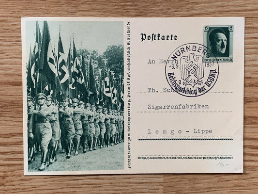 SA members marching photo postcard - Reichsparteitag 1937