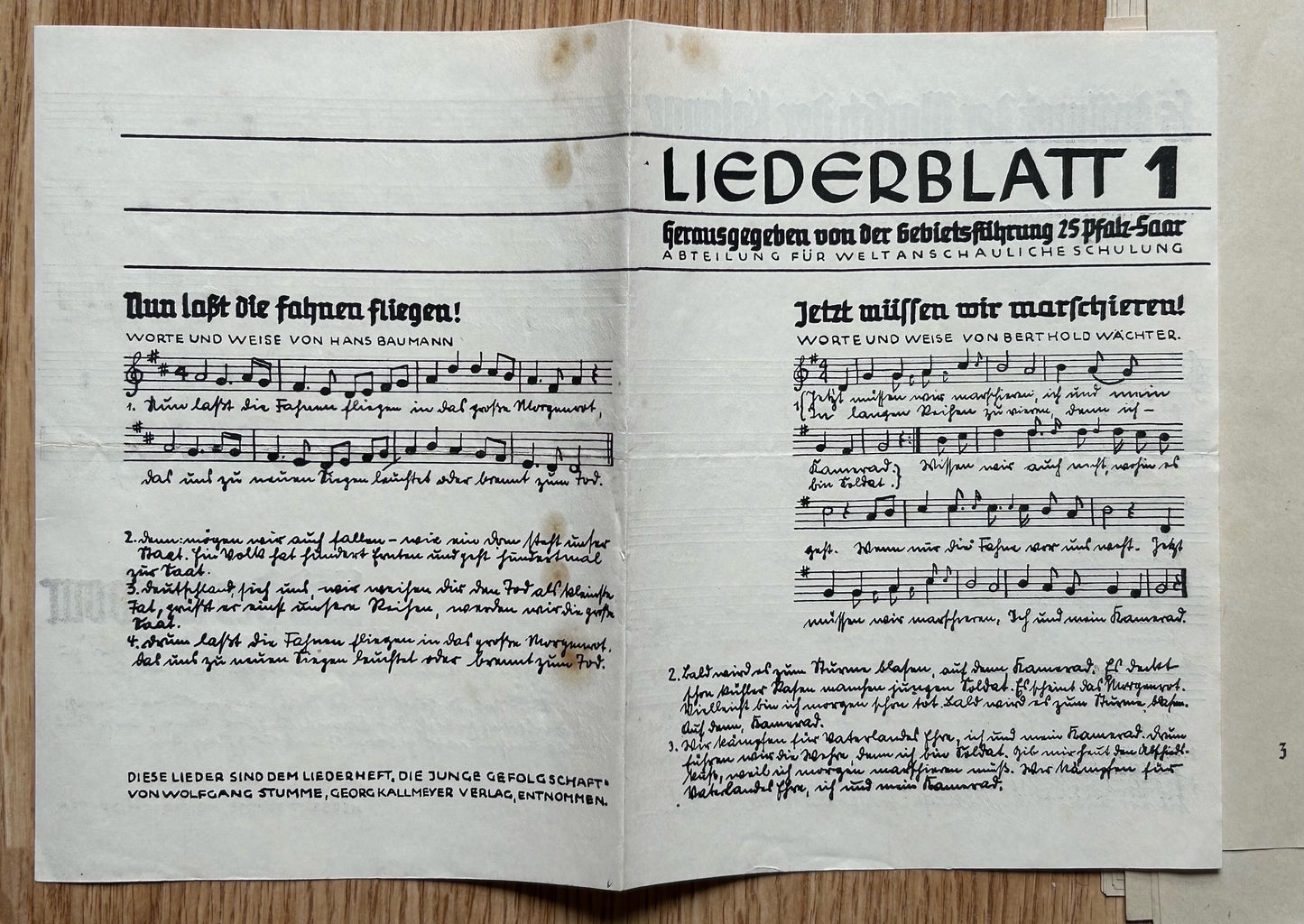 1935 folder of Third Reich youth song sheets