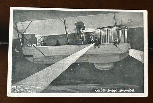 In der Zeppelin Gondel - WW1 artwork postcard