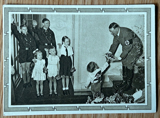 Hitler greeting children / HJ photo postcard