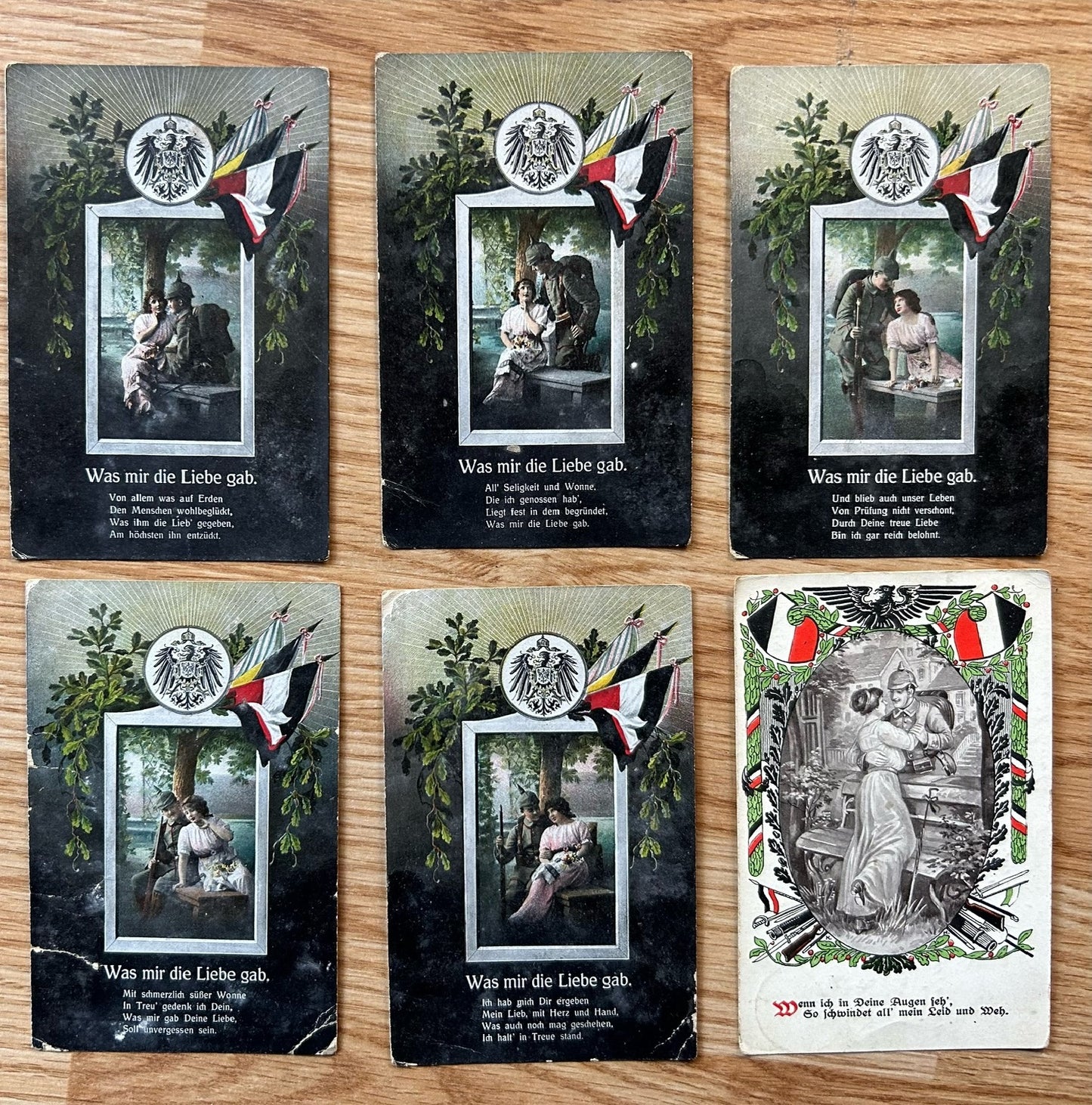 6 WW1 German artwork cards