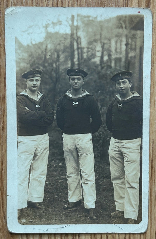 WW1 German photo postcard - 3 sailors