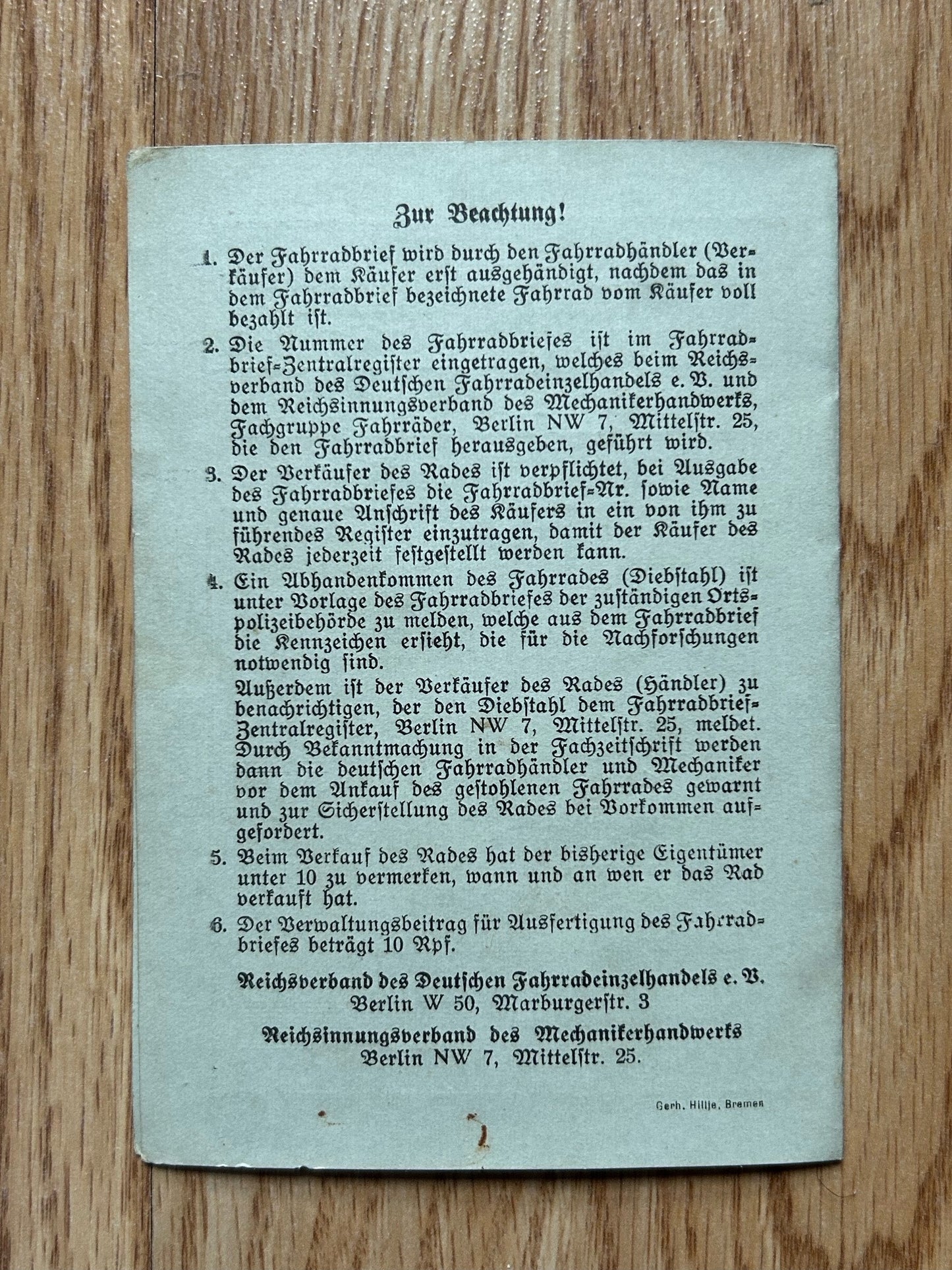 German Bicycle license - 1940