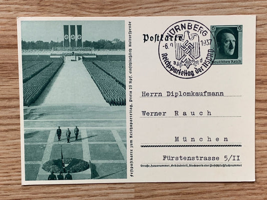 Hitler at NSDAP rally photo postcard - Reichsparteitag 1937