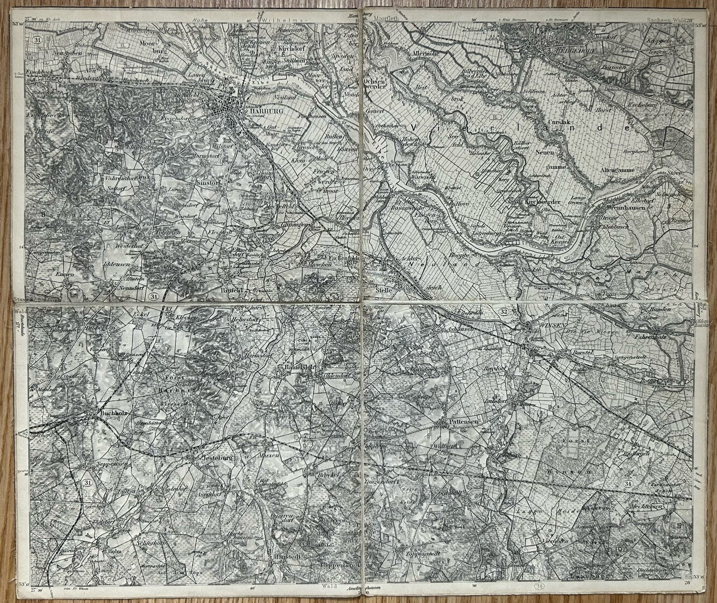 Pre-WW1 German military map - Harburg region, officer stamp