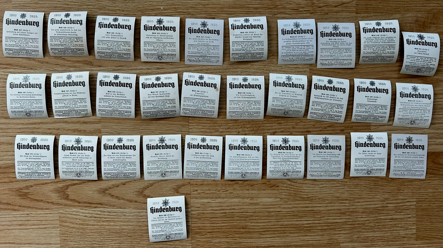 181 Cigarette cards - Hindenburg Sturm Zigaretten series