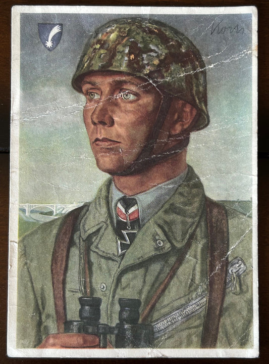Luftwaffe artwork postcard - Paratrooper Koch, Feldpost letter