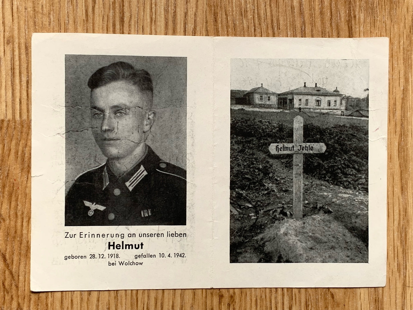 WW2 German Death Card / Grave photo