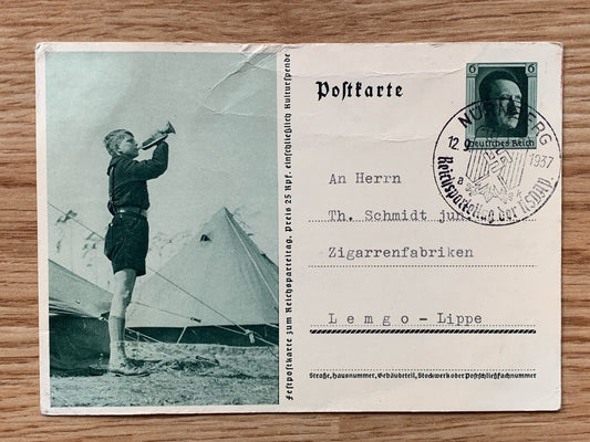 Hilter Youth with bugle photo postcard - Reichsparteitag 1937