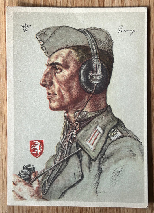 Hugo Primozic panzer ace - Willrich artwork postcard