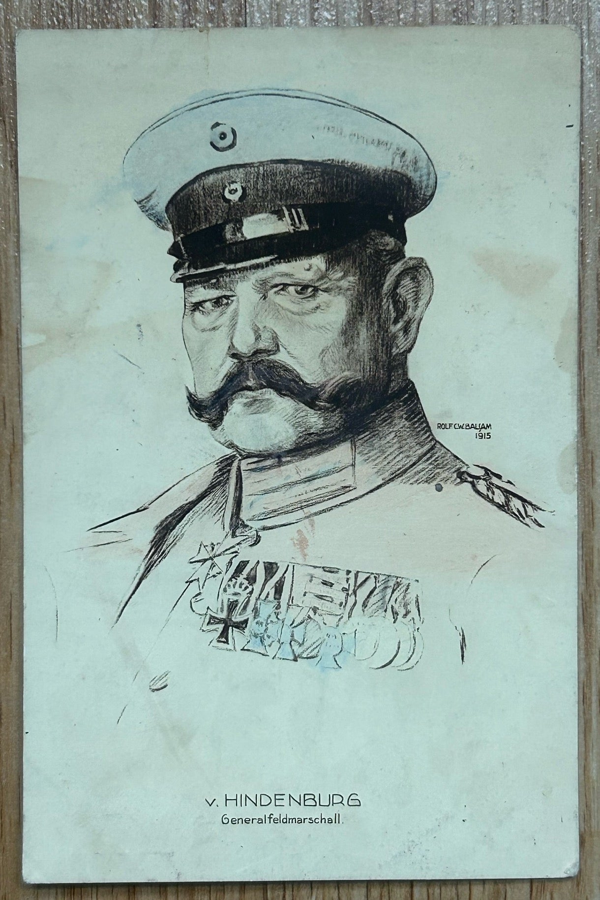 WW1 artwork postcard - Field Marshal von Hindenburg