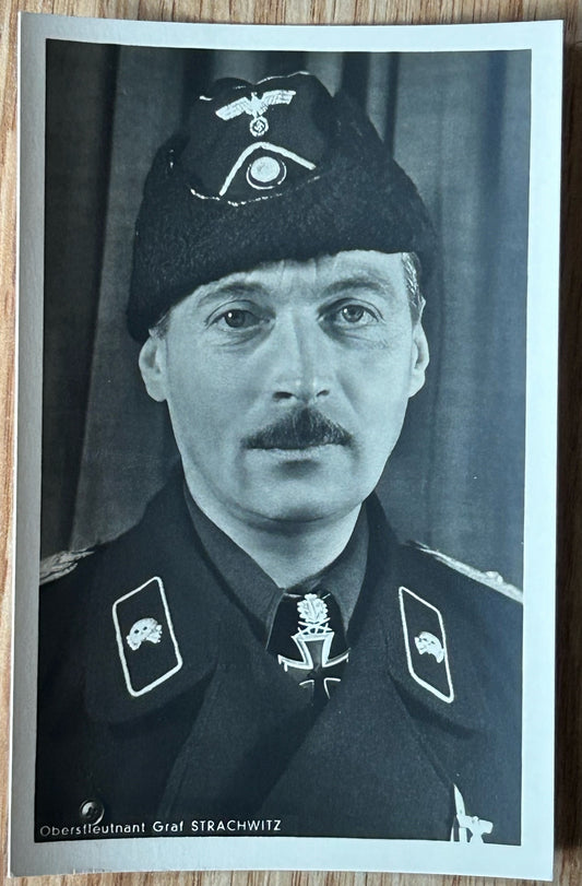 Panzer officer Count Strachwitz photo postcard