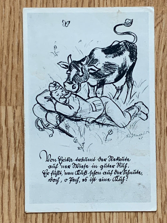 German Army art humor postcard